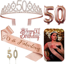 50Th Birthday Decorations for Her - 5Pcs Gifts Including 50Th Tiara Crow... - $20.88