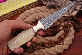 Double-Edged Damascus BladeDagger boot Knife Scottish dirk Camel bone Ha... - $23.72
