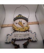Christmas &quot;Let it Snow&quot; Snowman Wood &amp; Metal 12” Hanging Sign Door Decor - $22.22 CAD
