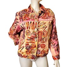 CARRIE ALLEN Jacket Bright Colorful Vintage sequin 80&#39;s Jacket 100% Cotton - £36.54 GBP