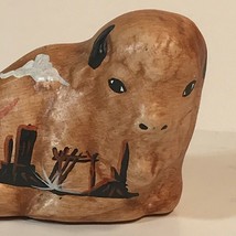 Navajo Art Pottery Hand Painted Brown Buffalo Hogans Hohrahn Shaunna Yanito - $21.25