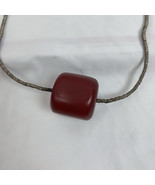Vintage Bolo Necklace with Brownish Red Stone Pendant Unique Jewelry Piece - $16.78 CAD