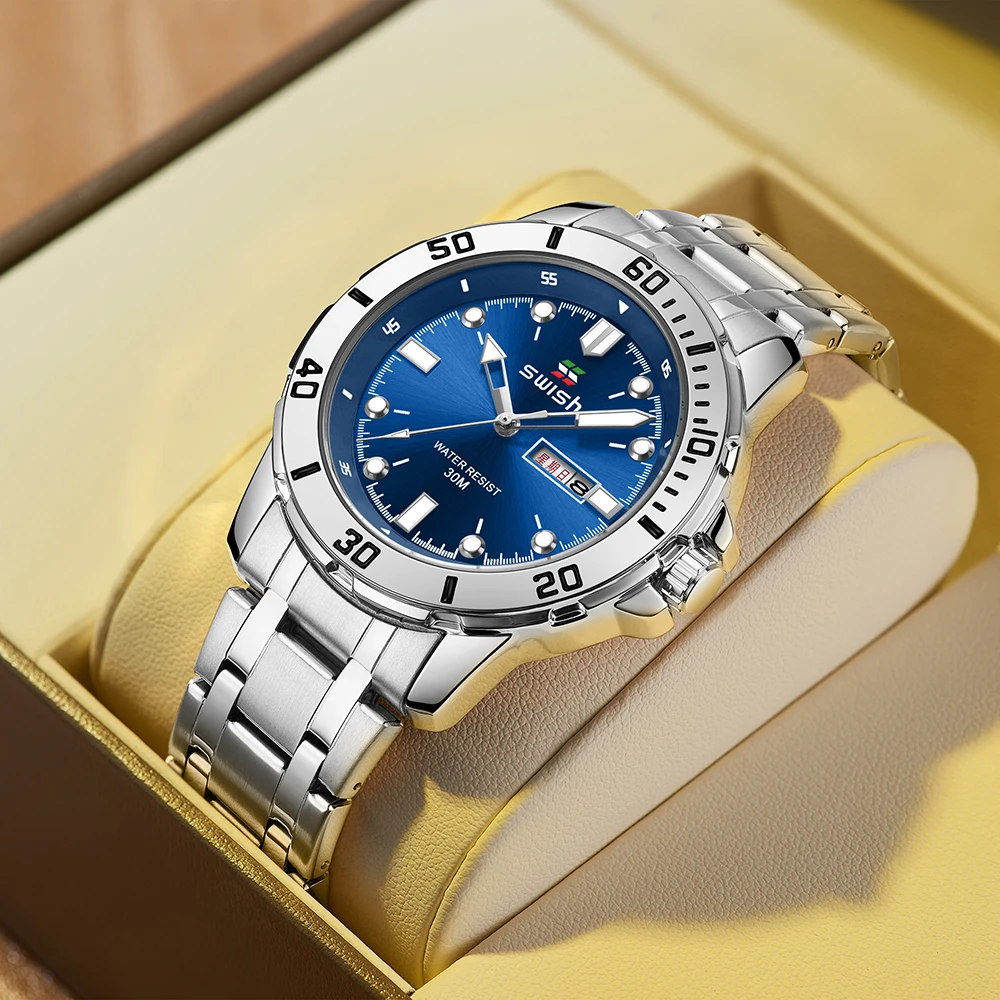 Fashion Mens Sports Watches Luxury Stainless Steel Quartz Wrist Watch Du... - $34.74