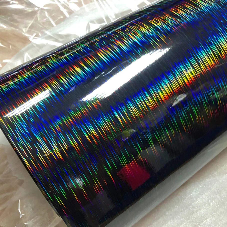 50*200/300cm New Arrival Holographic Laser Black Car Wrapping Foil Console Compu - £55.89 GBP