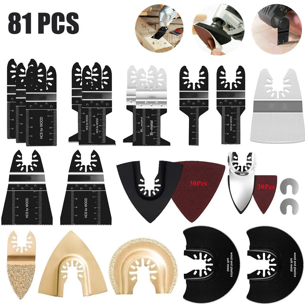 81Pcs Quick Change Oscillating Multi Tool Saw Blade For Fein Black&amp;Decker Bosch  - $83.30