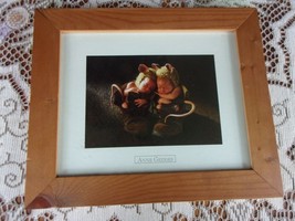 Anne Geddes 10 1/2 X 12 Framed Print &quot;Field Mice Babies In Boots&quot; In Pine Frame - £11.77 GBP