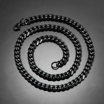316L Stainless Steel IP Black Cuban &amp; Figaro Link Chain Necklace (3, 6, 8mm) - £9.58 GBP+