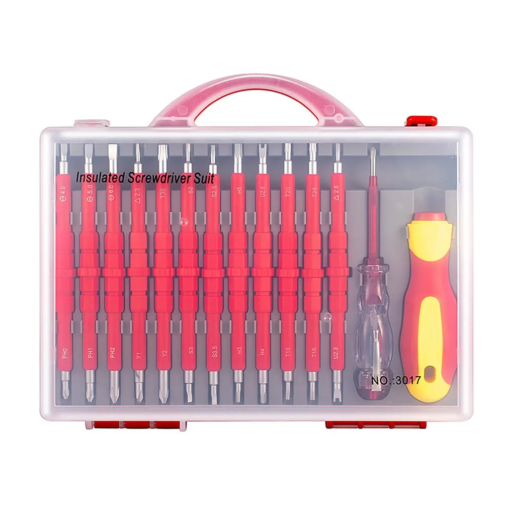 26 Pcs/set Insulated Screwdriver Set Precision Removable Magnetic Bits Torx Hex  - £303.19 GBP