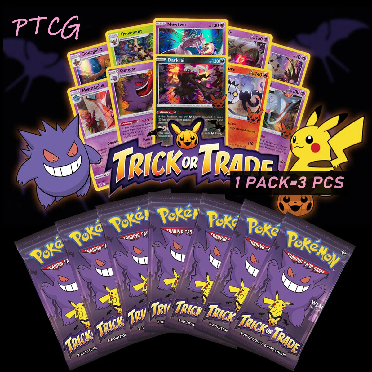 Cards trick or trade halloween booster bundle gengar pokemon tcg child party board game thumb200