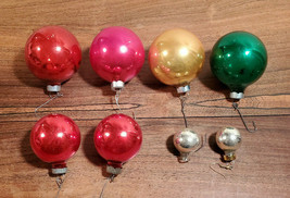Vintage Set Of Eight (8) Various Colored Christmas Round Mercury Glass Ornaments - £9.39 GBP
