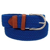 Men&#39;s Woven Braid Stretch Polo Blue &amp; Brown Belt Metal Buckle Size Xlarge 46 Inc - $29.99