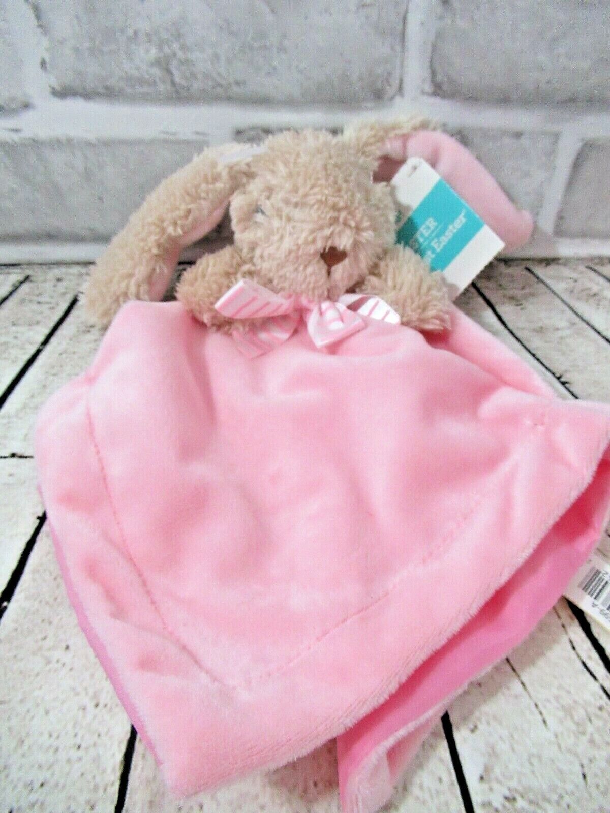 Celebrate Walmart Pink tan bunny rabbit rattle Security Blanket lovey Easter