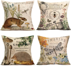 Smilyard Adorable Animals Farm Pillow Cover 18X18 Inch Rabbit Bee Hedgehog Drago - £24.81 GBP