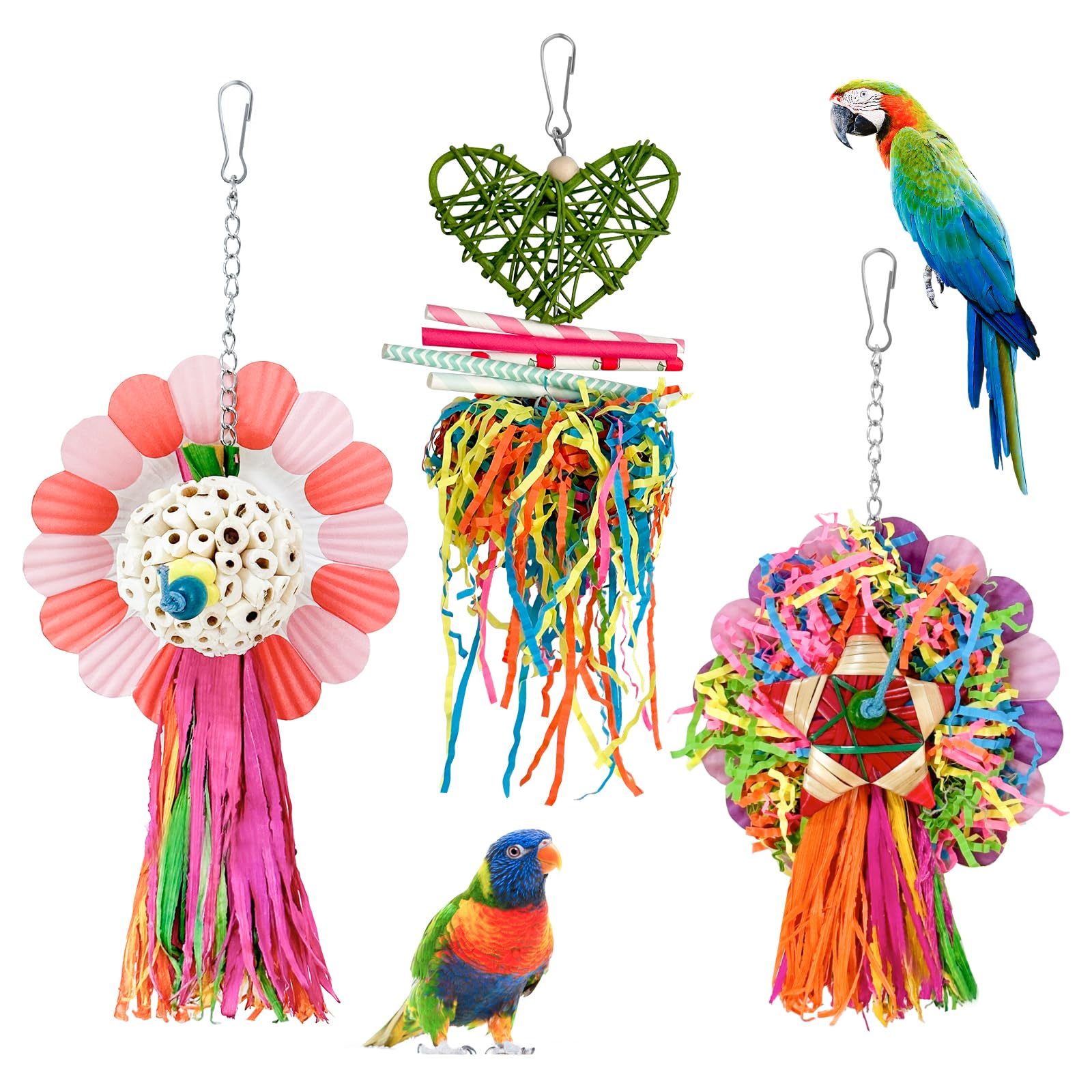 LOPERDEVE Bird Toys, 3PCS Natural Corn Cob Bird chew Toys Bird Foraging Toys fo