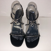Women Metaphor Glitterbug Black Rhinestone Strappy Heel Shoes Sz 8.5 M - £19.94 GBP