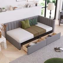 Upholstered Daybed with 2 Storage Drawers Twin Size Sofa Bed Frame No Bo... - £266.23 GBP