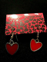 Betsey Johnson Gold Alloy Red Enamel Heart Wire Earrings - $6.99