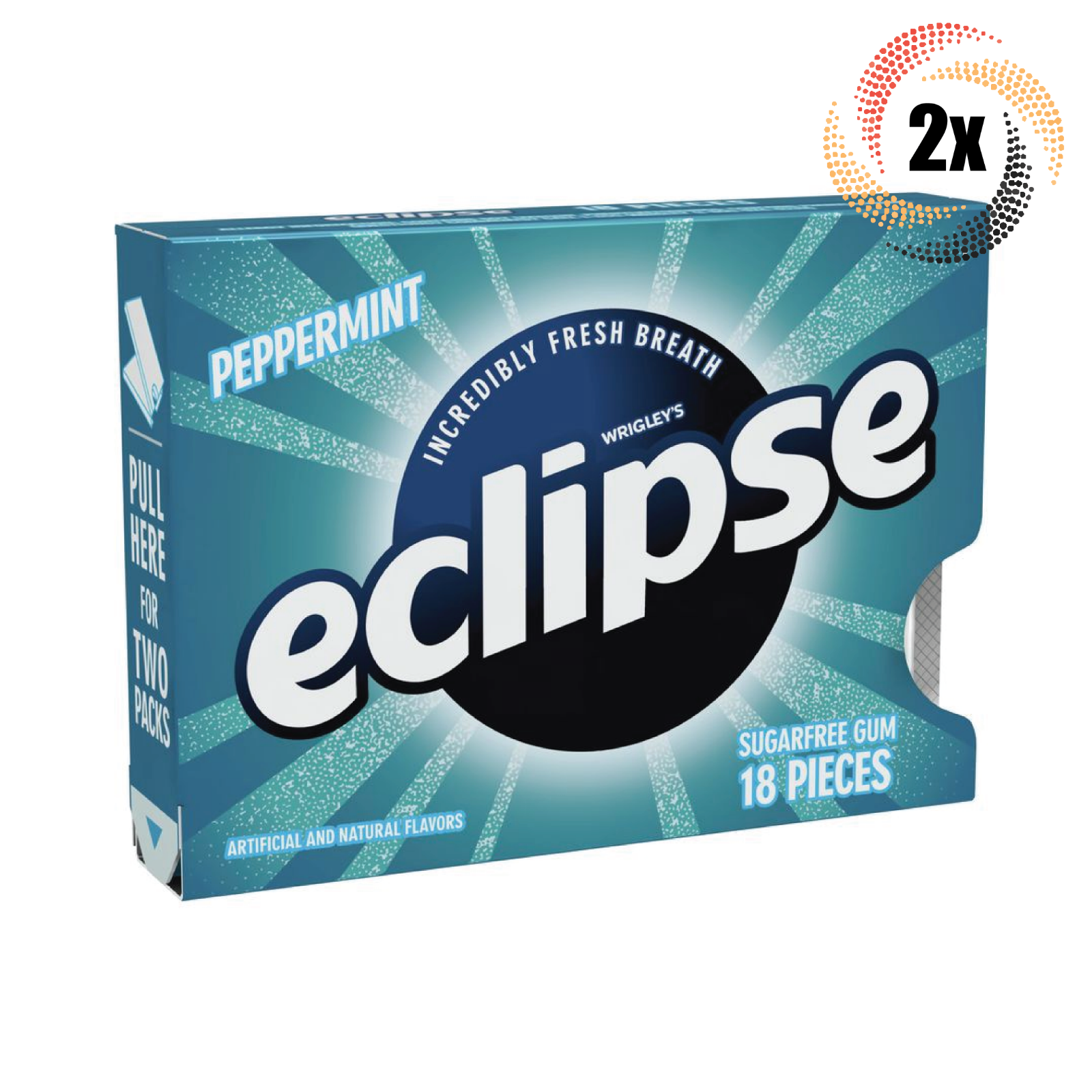 2x Packs Eclipse Peppermint Sugar Free Chewing Gum | 18 Pieces Per Pack - $9.62