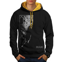 Wellcoda Miami City Map Fashion Mens Contrast Hoodie, Big Casual Jumper - £31.46 GBP