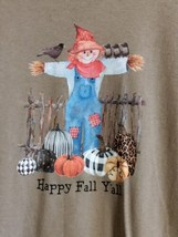 Happy Fall Y&#39;all T-Shirt Womens Small Scarecrow Pumpkins  - £6.32 GBP
