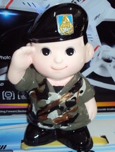 Doll SOLDIER MILITARY piggy bank ceramic decor room home craft show baby... - £26.10 GBP