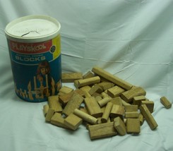 Vintage 1975 Playskool Children&#39;s NATURAL FINISH Wooden Blocks Wood Pres... - $39.60