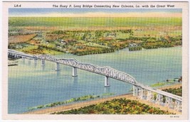 Postcard Huey P Long Bridge New Orleans LA Over Mississippi River To Great West - £3.81 GBP