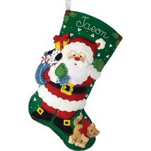 Bucilla Felt Applique 18&quot; Stocking Making Kit, Santa&#39;s Furry Friends, Pe... - $19.99