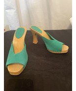 Vintage 1980&#39;s Candies Original Sandals High Heels Slides Sexy Green 7 /... - £72.23 GBP