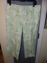 Lilly Pulitzer Green Embroidered Butterfly Capri White Pants Size 12 Women&#39;s EUC - £72.94 GBP