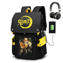 Anime Demon Slayer Agatsuma Zenitsu School Bag Oxford Laptop Bags Boy Girl Schoo - £54.40 GBP