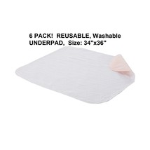 6 PACK REUSABLE UNDERPAD 34X36 Inch Heavy Duty Washable Bed Pad cotton/p... - £49.89 GBP