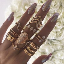 women&#39;s gold ring for women retro jewellery set Rings on phalanx Geometric Fashi - £7.69 GBP