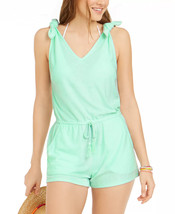 MIKEN Swim Cover Up Tie Shoulder Terry Romper Mint Green Size Small $28 - NWT - £7.18 GBP