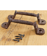 2 Cast Iron RUSTIC Barn Handle Gate Pull Shed Door Handles Fancy Drawer ... - $15.99