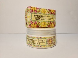 Lemongrass &amp; Tea Shea Butter Soap 6.4 oz / Body Butter 8 oz Greenwich Bay  - $286.25 MXN