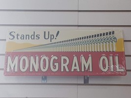 Stands Up! Monogram Oil Embossed 23in x 9in Metal Sign - Garage Bar Man ... - $49.97