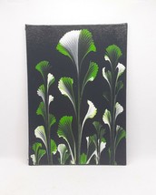 Green &amp; White On Black Calla Lillies 5x7 Abstract Original Painting - £7.76 GBP