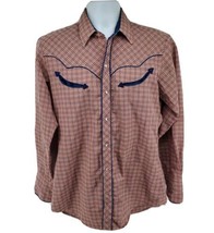 Kenny Rogers Western Pearl Snap Karman Long Sleeve Plaid Cowboy Shirt 15.5 33 M - £27.98 GBP
