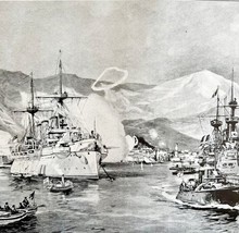 Christian Ships Surrender To Turks Cretan 1913 Plate Print 2 Page Histor... - $39.99