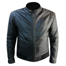  Real Cowhide Leather Fashion Black Leather Coat Iron Man Movie Jacket - $209.99