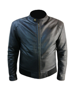  Real Cowhide Leather Fashion Black Leather Coat Iron Man Movie Jacket - £166.41 GBP
