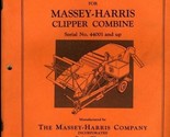 Massey Harris Clipper Combine Repair Parts List 1951  Form No. 690 094 M2 - $14.85