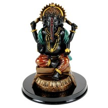 GANESHA STATUE 4.75&quot; Hindu Elephant God Good Quality Black Polyresin Lor... - $301.58 MXN