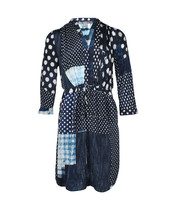 Diane Von Furstenberg Polka Dot Patch Print Dress In Navy Silk Women Bl ... - £137.69 GBP