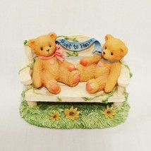 Cherished Teddies 2 Bears On Bench 1996 Enesco Hillman CRT240 1&quot; Heart t... - £11.80 GBP