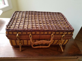 Vintage Rattan Wicker Case Storage Decor Picnic Republic of China - £17.37 GBP