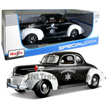 Maisto Special Edition 1:18 Die Cast Black White Police Coupe 1939 FORD DELUXE - £37.12 GBP