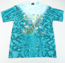 Vintage Key West Florida Map Blue Tie Dye Size L Graphic T-Shirt Travel ... - £14.09 GBP