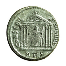 Roman Coin Maxentius Follis AE24mm Head / Hexastyle Temple Roma 03969 - £39.46 GBP